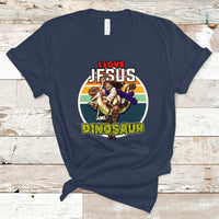 Funny Christian T Shirt I Love Jesus And Dinosaur - Wonder Print Shop