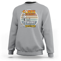 Vintage Skeleton Sweatshirt Candy is Dandy But Wine is Divine - Wonder Print Shop