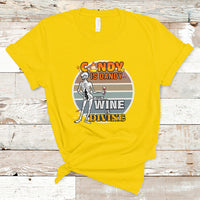 Vintage Skeleton T Shirt Candy is Dandy But Wine is Divine - Wonder Print Shop