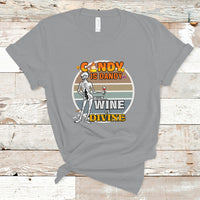 Vintage Skeleton T Shirt Candy is Dandy But Wine is Divine - Wonder Print Shop