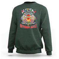 Dark forest green autism sweatshirt with multicolor graphic and Different Angle text on chest
