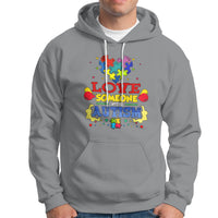 Sport gray autism-themed hoodie with colorful front graphic, drawstring hood, kangaroo pocket.