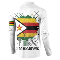 Spirit of Zimbabwe Button Sweatshirt Tribal Patterns, Flag Colors and Symbol of Peace