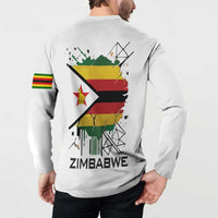 Spirit of Zimbabwe Button Sweatshirt Tribal Patterns, Flag Colors and Symbol of Peace