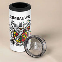 Spirit of Zimbabwe 4 in 1 Can Cooler Tumbler Tribal Patterns, Flag Colors and Symbol of Peace