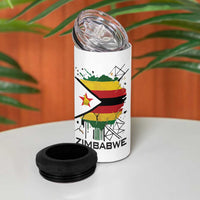 Spirit of Zimbabwe 4 in 1 Can Cooler Tumbler Tribal Patterns, Flag Colors and Symbol of Peace