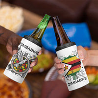 Spirit of Zimbabwe 4 in 1 Can Cooler Tumbler Tribal Patterns, Flag Colors and Symbol of Peace