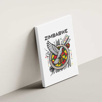 Spirit of Zimbabwe Canvas Wall Art Tribal Patterns, Flag Colors and Symbol of Peace