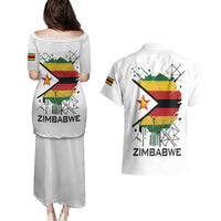 Spirit of Zimbabwe Couples Matching Puletasi and Hawaiian Shirt Tribal Patterns, Flag Colors and Symbol of Peace