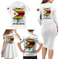 Spirit of Zimbabwe Family Matching Long Sleeve Bodycon Dress and Hawaiian Shirt Tribal Patterns, Flag Colors and Symbol of Peace