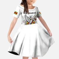 Spirit of Zimbabwe Family Matching Off Shoulder Maxi Dress and Hawaiian Shirt Tribal Patterns, Flag Colors and Symbol of Peace
