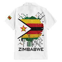 Spirit of Zimbabwe Family Matching Off Shoulder Short Dress and Hawaiian Shirt Tribal Patterns, Flag Colors and Symbol of Peace
