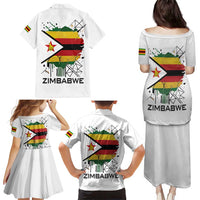 Spirit of Zimbabwe Family Matching Puletasi and Hawaiian Shirt Tribal Patterns, Flag Colors and Symbol of Peace