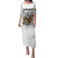 Spirit of Zimbabwe Family Matching Puletasi and Hawaiian Shirt Tribal Patterns, Flag Colors and Symbol of Peace