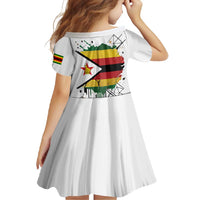 Spirit of Zimbabwe Family Matching Short Sleeve Bodycon Dress and Hawaiian Shirt Tribal Patterns, Flag Colors and Symbol of Peace