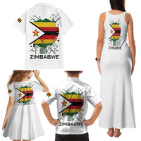 Spirit of Zimbabwe Family Matching Tank Maxi Dress and Hawaiian Shirt Tribal Patterns, Flag Colors and Symbol of Peace