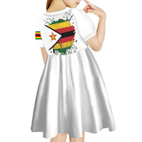 Spirit of Zimbabwe Kid Short Sleeve Dress Tribal Patterns, Flag Colors and Symbol of Peace