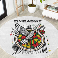 Spirit of Zimbabwe Round Carpet Tribal Patterns, Flag Colors and Symbol of Peace