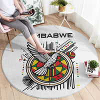 Spirit of Zimbabwe Round Carpet Tribal Patterns, Flag Colors and Symbol of Peace