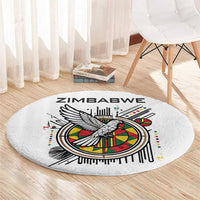 Spirit of Zimbabwe Round Carpet Tribal Patterns, Flag Colors and Symbol of Peace