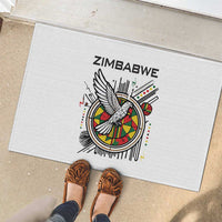 Spirit of Zimbabwe Rubber Doormat Tribal Patterns, Flag Colors and Symbol of Peace