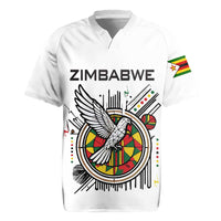Spirit of Zimbabwe Rugby Jersey Tribal Patterns, Flag Colors and Symbol of Peace