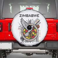 Spirit of Zimbabwe Spare Tire Cover Tribal Patterns, Flag Colors and Symbol of Peace