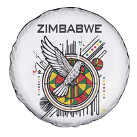 Spirit of Zimbabwe Spare Tire Cover Tribal Patterns, Flag Colors and Symbol of Peace