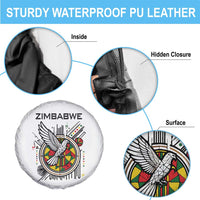 Spirit of Zimbabwe Spare Tire Cover Tribal Patterns, Flag Colors and Symbol of Peace