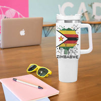 Spirit of Zimbabwe Tumbler With Handle Tribal Patterns, Flag Colors and Symbol of Peace