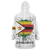 Spirit of Zimbabwe Wearable Blanket Hoodie Tribal Patterns, Flag Colors and Symbol of Peace