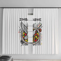 Spirit of Zimbabwe Window Curtain Tribal Patterns, Flag Colors and Symbol of Peace