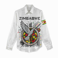 Spirit of Zimbabwe Women Casual Shirt Tribal Patterns, Flag Colors and Symbol of Peace