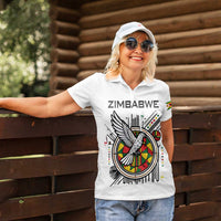 Spirit of Zimbabwe Women Polo Shirt Tribal Patterns, Flag Colors and Symbol of Peace