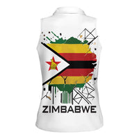 Spirit of Zimbabwe Women Sleeveless Polo Shirt Tribal Patterns, Flag Colors and Symbol of Peace