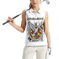 Spirit of Zimbabwe Women Sleeveless Polo Shirt Tribal Patterns, Flag Colors and Symbol of Peace