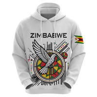 Spirit of Zimbabwe Zip Hoodie Tribal Patterns, Flag Colors and Symbol of Peace