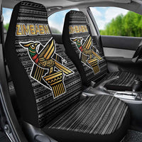 Zimbabwean Bird Statue Car Seat Cover Tribal Pattern with National Flag Patch and Heritage Symbol