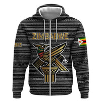 Zimbabwean Bird Statue Hoodie Tribal Pattern with National Flag Patch and Heritage Symbol