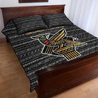 Zimbabwean Bird Statue Quilt Bed Set Tribal Pattern with National Flag Patch and Heritage Symbol