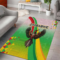 Zimbabwe Vibe Area Rug Tribal-Inspired Background with Geometric Flag Color Design