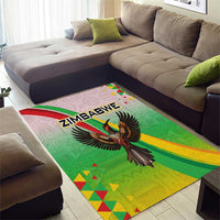 Zimbabwe Vibe Area Rug Tribal-Inspired Background with Geometric Flag Color Design