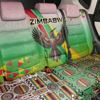 Zimbabwe Vibe Back Car Seat Cover Tribal-Inspired Background with Geometric Flag Color Design