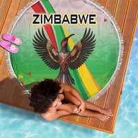 Zimbabwe Vibe Beach Blanket Tribal-Inspired Background with Geometric Flag Color Design