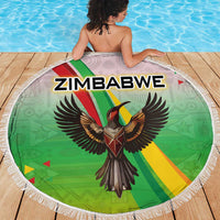 Zimbabwe Vibe Beach Blanket Tribal-Inspired Background with Geometric Flag Color Design