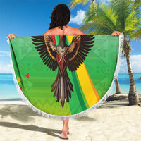 Zimbabwe Vibe Beach Blanket Tribal-Inspired Background with Geometric Flag Color Design