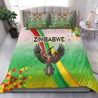 Zimbabwe Vibe Bedding Set Tribal-Inspired Background with Geometric Flag Color Design