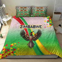 Zimbabwe Vibe Bedding Set Tribal-Inspired Background with Geometric Flag Color Design