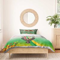 Zimbabwe Vibe Bedding Set Tribal-Inspired Background with Geometric Flag Color Design
