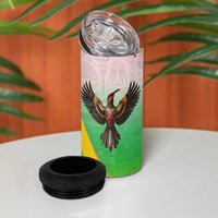 Zimbabwe Vibe 4 in 1 Can Cooler Tumbler Tribal-Inspired Background with Geometric Flag Color Design